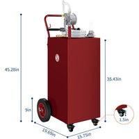 Garvee 35 Gallon Fuel Caddy Portable Gas Caddy Fuel Storage Tank With 4 Wheels Manual Transfer Pump For Cars Lawn Mowers ATVs Boats Red