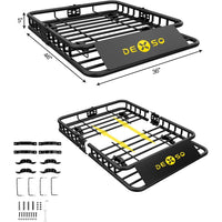 Garvee 46" x 36" Universal Roof Rack Basket Heavy Duty Steel Cargo Carrier for SUV Truck Van, 200LBS Capacity, Black