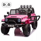 Garvee 24V 7AH Kids Ride on Truck Car 2 Seater Electric Vehicles for Toddles 2WD/4WD Switchable Battery Powered Cars with Remote Control, 4-Wheeler Suspension, LED Lights, MP3, Back Storage - Pink - Pink