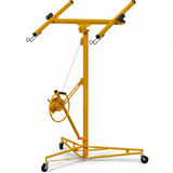 Garvee 16 Ft Drywall Panel Lift Heavy-Duty Steel Sheetrock Hoist With Telescopic Arm And Locking Wheels For High Ceilings 150 LBS Black - Yellow