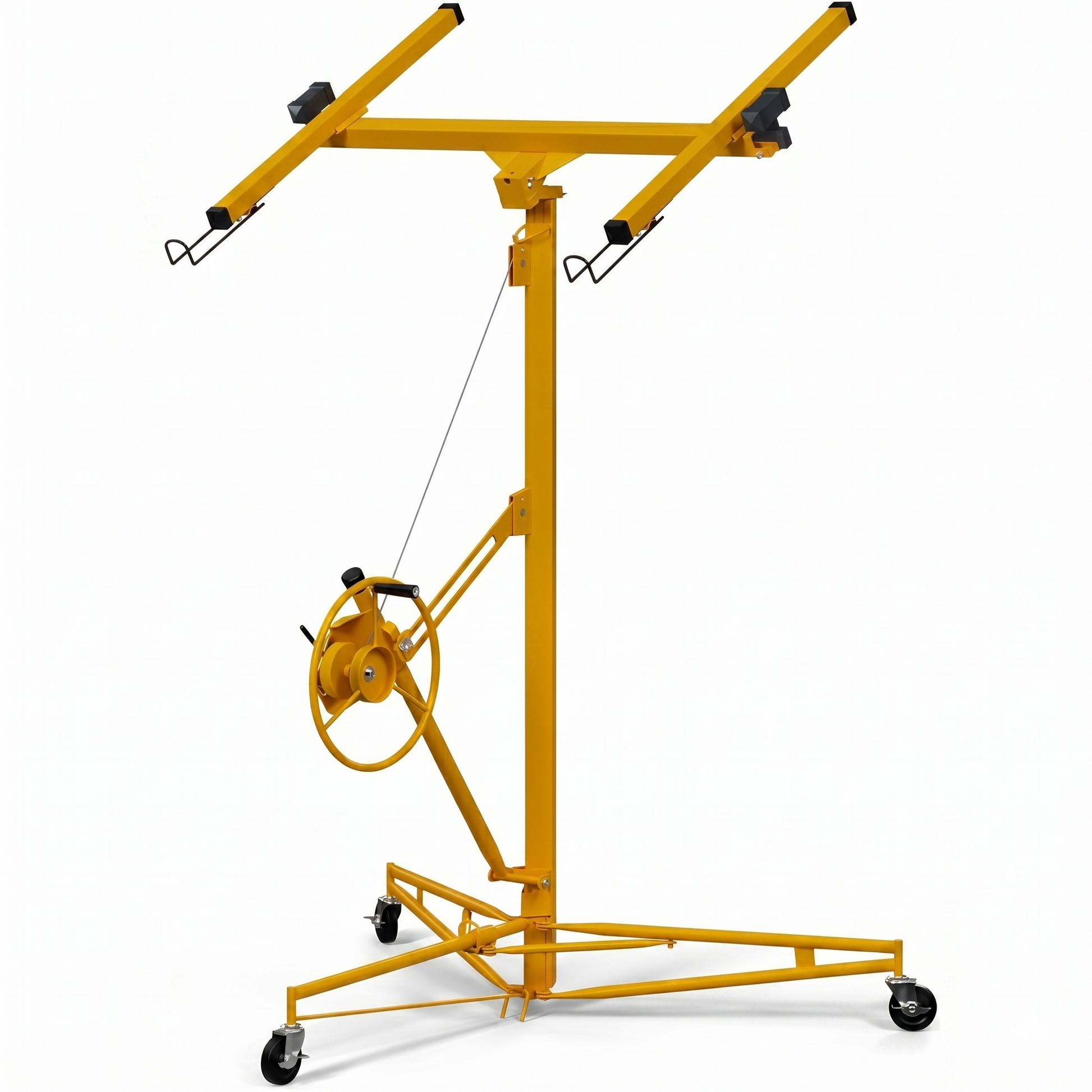 Garvee 16 Ft Drywall Panel Lift Heavy-Duty Steel Sheetrock Hoist With Telescopic Arm And Locking Wheels For High Ceilings 150 LBS Black