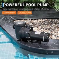 Garvee 2.0 HP Swimming Pool Pump 1500W Dual Voltage with Strainer Basket for Above and Ground Pools, 6800 GPH, Stainless Steel