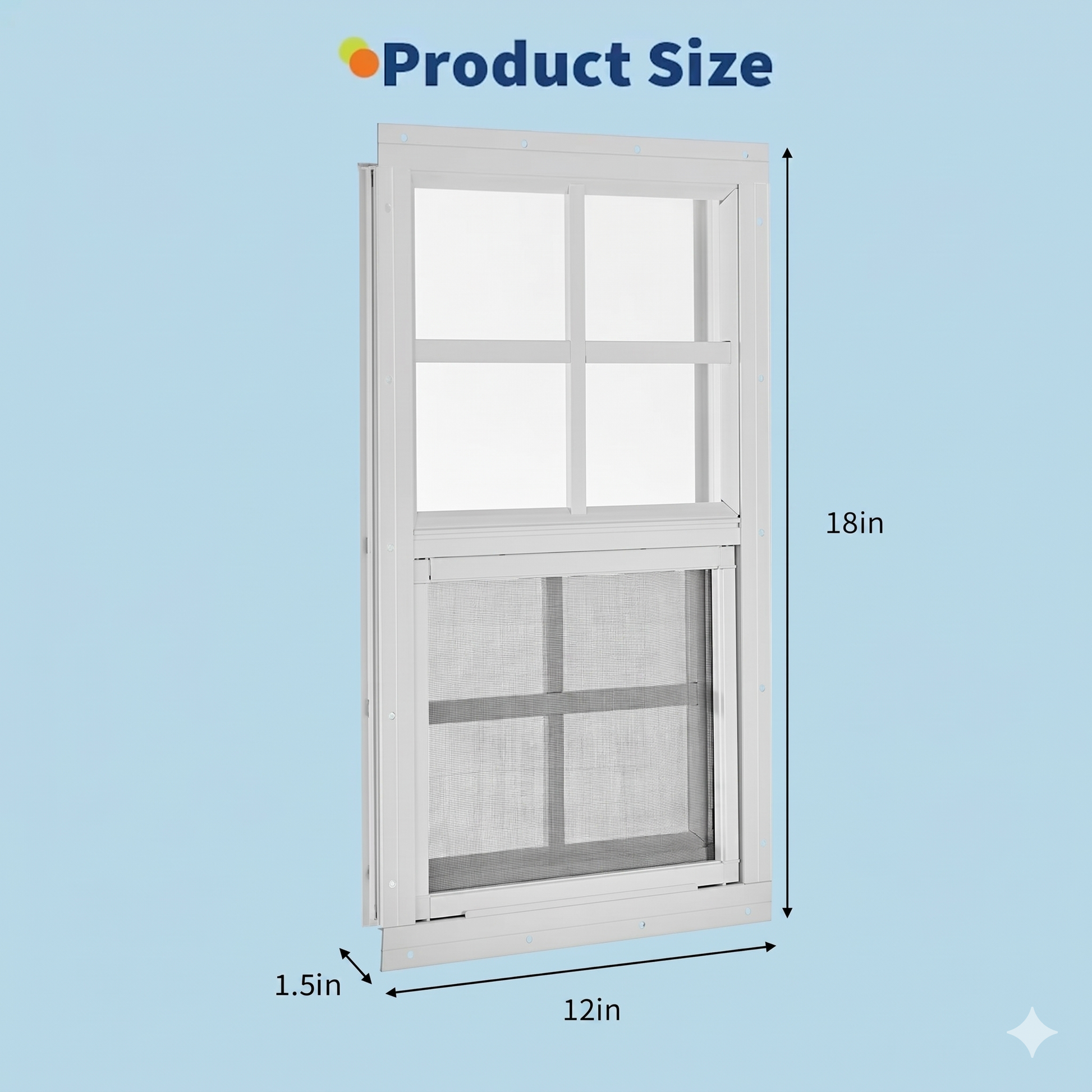 Garvee Aluminum Sliding Storage Window – Tempered Glass & Fiberglass Screen – Flush Mount, Weather Resistant, Easy Installation – Ideal for Storages, Chicken Coops, Garages – 12×18 Inch, 1pcs