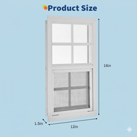 Garvee Aluminum Sliding Storage Window – Tempered Glass & Fiberglass Screen – Flush Mount, Weather Resistant, Easy Installation – Ideal for Storages, Chicken Coops, Garages – 12×18 Inch, 1pcs