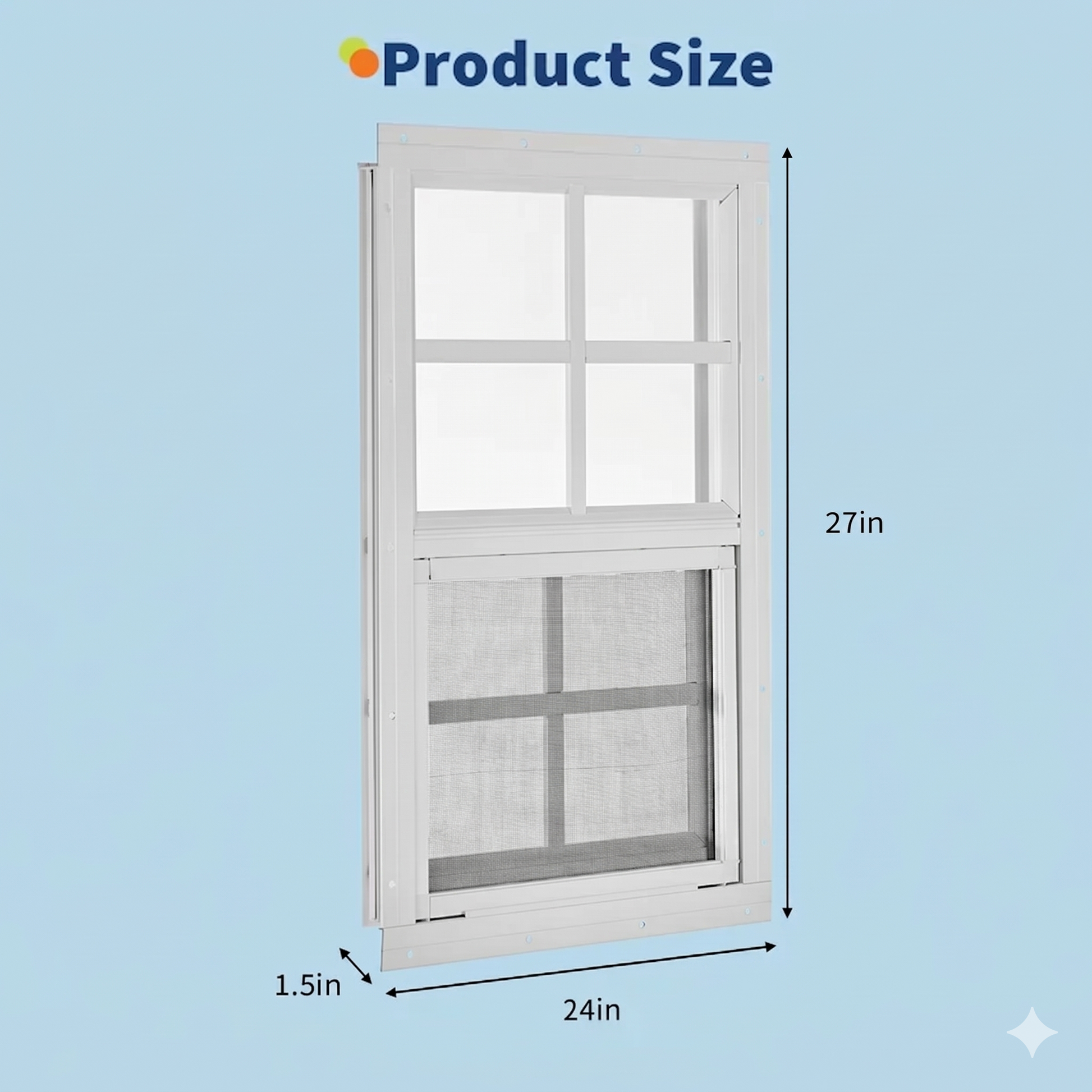 Garvee Aluminum Sliding Storage Window – Tempered Glass & Fiberglass Screen – Flush Mount, Weather Resistant, Easy Installation – For Storages, Garages, Storage – 24×27 Inch, 1pcs