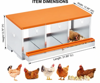 Garvee Chicken Nesting Boxes Two-Tier Metal Egg Laying Box with 3 Compartments Large Vented Holes for Chicken Coop, Durable Galvanized Steel, Easy Assembly