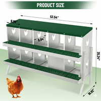 Garvee Nesting Boxes for Chickens, 10 Compartment Chicken Nesting Box with Elevated Metal Legs, Metal Chicken Laying Boxes with Perch, Secure Lid, Versatile Wall Mount or Free Standing for Hens, Green