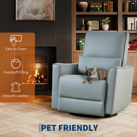 Garvee Swivel Rocking Nursery Recliner Chair Rocker Recliner Glider Deep Seat PU Leather Sofa Chair with high Backrest for Nursery, Living Room, Bedroom & Home Movie Theater, Gray