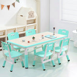 Garvee Kids Table and Chair Set Adjustable Height Ergonomic Design Safe Material Multifunctional for Ages 2-10 - Mint Green