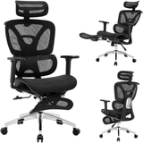 Garvee Ergonomic Office Chair, High Back Ergonomic Desk Chair with Adjustable Lumbar Support,Mesh Home Office Chair Gaming Chair with Footrest,Up to 400LB,Black - Black
