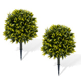 Garvee 2 Pack Artificial Topiary Tree with Ground Spike, 25"H Fake Evergreen Tree, UV Resistant Faux Greenery Shrubs for Front Porch Garden Home Decor