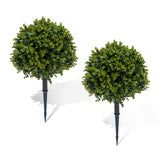 Garvee Artificial Topiary Ball Trees with Ground Spike, UV Resistant Faux Evergreen Tree, Fake Shrubs Bushes Plant for Front Porch Garden 2PCS