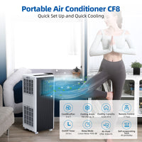 Garvee 8000 BTU Portable Air Conditioner, 3 In 1 AC Unit Built-In Cool, Dehumidifier & Fan for Rooms Up to 350 Sq.Ft, Energy Saving AC with Remote/24H Timer for Dorms/Indoor Rooms - White and Black
