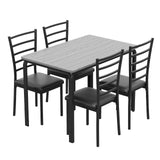 Garvee Modern 5-Piece Dining Table Set for 4, Upholstered Seats, Metal Frames, MDF Top, Space-Saving Design, Ideal for Kitchen & Home Office, Grey - Grey