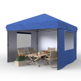Garvee 10'x10' Pop-Up Canopy Tent with 3 Removable Sidewalls - Heavy Duty Commercial Instant Tent for Farmers Market, Craft Fair, Event, Vendor, Blue - Blue