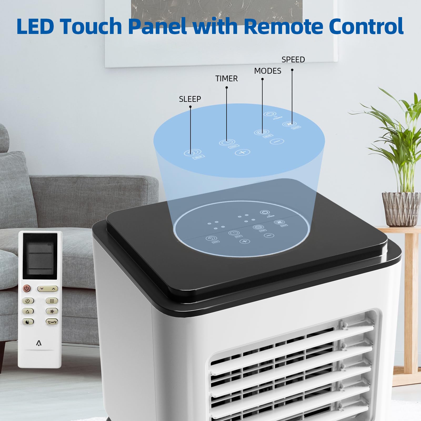 Garvee 8000 BTU Portable Air Conditioners Cool Up to 350 Sq. Ft, 3 IN 1 Portable AC Unit with Dehumidifier, Fan Modes, Floor Standing Air Conditioner for Room Garage, LED Display, 24Hrs Timer