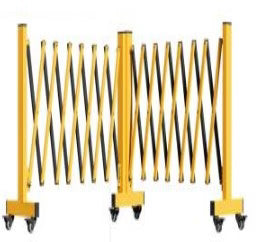 Garvee Metal Expandable Barricade, 11 Ft Folding Security Gate, Rotatable & Portable Expandable Barricade Gate Outdoor, Industrial Expandable Barricade Gate with Casters, Yellow&Black