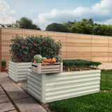 Garvee 2 Pcs 6x3x2ft Rectangular Raised Garden Beds– Ergonomic Galvanized Steel, Rust-Resistant, Beige Planters for Patio & Balcony - Beige