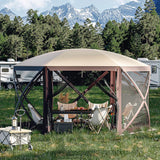 Garvee 12x12 ft Portable Hexagon Pop-Up Gazebo with 6-Sided Canopy - 210D Oxford Fabric Outdoor Shelter for Patio, Backyard & Lawn - Grey