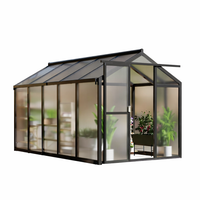 Garvee 6X10 FT Polycarbonate Greenhouse With Roof Vent And Lockable Push Door For Outdoors Garden Backyard Patio Lawn Black