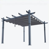 Garvee 10x13 Ft Pergola, Outdoor Metal Pergola with Retractable Canopy, Upgraded Wood-Grain Aluminum Pergola, Modern Pavilion for Backyard, Patio, Porch, Grape Trellis, Gray - Grey