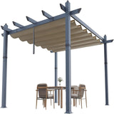 Garvee 10x13 ft Aluminum Pergola with Retractable Canopy – UV & Waterproof, Rust-Resistant Metal Gazebo, 4-Side Anchored, Khaki for Backyard/Deck - Khaki