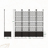 Garvee 4Pcs Plastic Plant Box with Metal Trellis, Raised Garden Bed with Trellis Planter for Climbing Plant Outdoor Raised Planter Box Privacy Screen for Patio Balcony,Planter Box for Backyard Patio