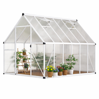 Garvee 6x11 FT Outdoor Greenhouse with Windproof Aluminum Frame, Polycarbonate Panels, Lockable Door for Backyard, Lawn, Silver