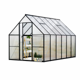 Garvee Outdoor Greenhouse 8x12 FT Aluminum Frame Polycarbonate Panels UV Blocking Roof Vent Gutter System Quick Setup for Garden - Black
