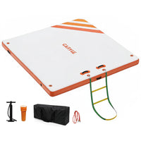 Garvee Inflatable Floating Dock Air Dock Platform with Rope Ladder Non-Slip Surface for Pool Beach Ocean, 8 x 6 ft, Orange