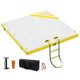 Garvee Inflatable Floating Dock Water Platform with Rope Ladder Non-Slip Surface for Pool Beach Ocean, 10 ft 8 ft 6 ft, Yellow - Yellow