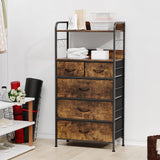 Garvee 5 Drawers Dresser for Bedroom with Shelf ,Chest of Drawers & Storage Drawers, Tall Fabric Storage Dresser for Living Room, Organizer Unit, Easy Assembly, Rustic Brown - Rustic Brown