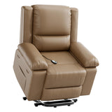 Garvee PU Leather Power Lift Recliner Chair with Massage and Heat, 8-Point Vibration, Adjustable Back and Leg Support, Electric Lift Chair Designed for Mobility Aid Elderly Relaxation, Tan - Tan