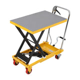 Garvee Hydraulic Lift Table Cart 1100lbs Capacity Single Scissor Lift Manual Material Lift Industrial Warehouse Workshop - Yellow