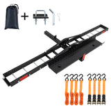 Garvee Motorcycle Carrier Hitch Mount 500 LBS Steel Dirt Bike Hauler with Tie-Down Straps for Truck SUV Car 5.5" Tires Black