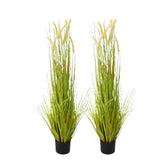Garvee 2pcs Fake Plants 47" Tall Outdoor Faux Grass Plants with Pots for Indoor & Outdoor Decoration Green
