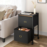 Garvee 2 Drawers Mobile Fabric File Cabinet, Metal Frame, MDF Top, Waterproof, Anti-Corrosive, Rolling Wheels, Home Office - Two Cloth Drawers, Retro Color Plate Plus Black Cloth Drawer 40*40*67