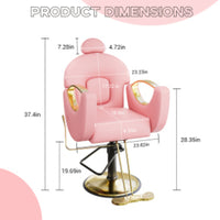 Garvee Hydraulic Reclining Salon Chair for Entryway – 360° Swivel, Adjustable Height, Heavy Duty PU Leather, Comfortable & Easy to Clean, Stable Base, Perfect for Home, Spa, Barbershop Storage – Pink