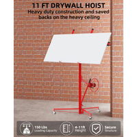 Garvee 11 ft Drywall Lift Heavy-Duty Panel Hoist With 360° Adjustable Arm Locking Wheels Black