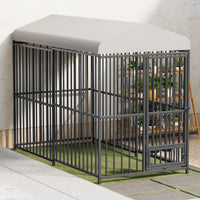 Garvee 8×4×6FT Large Heavy Duty Outdoor Dog Kennel with Lock, Rotating Stainless Steel Bowl, Waterproof Roof, for All Dog Breeds, Metal, Weatherproof
