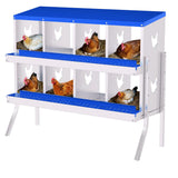 Garvee 8-Hole Bracket Legs Chicken Nesting Box Galvanized Steel Rustproof Automatic Egg Collection Ventilated Easy Install Wall or Freestanding for Chicken Coop Blue - Blue