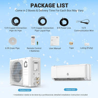 Garvee Split Air Conditioner 9000 BTU Cooling Heating 20 SEER2 WiFi Control Turbo Mode Auto Swing 208/230V Home