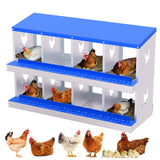 Garvee 8-Hole Chicken Nest Box Heavy Duty Galvanized Steel  Ventilation System Bioengineering Design Blue for Hens Ducks Small Poultry - Blue