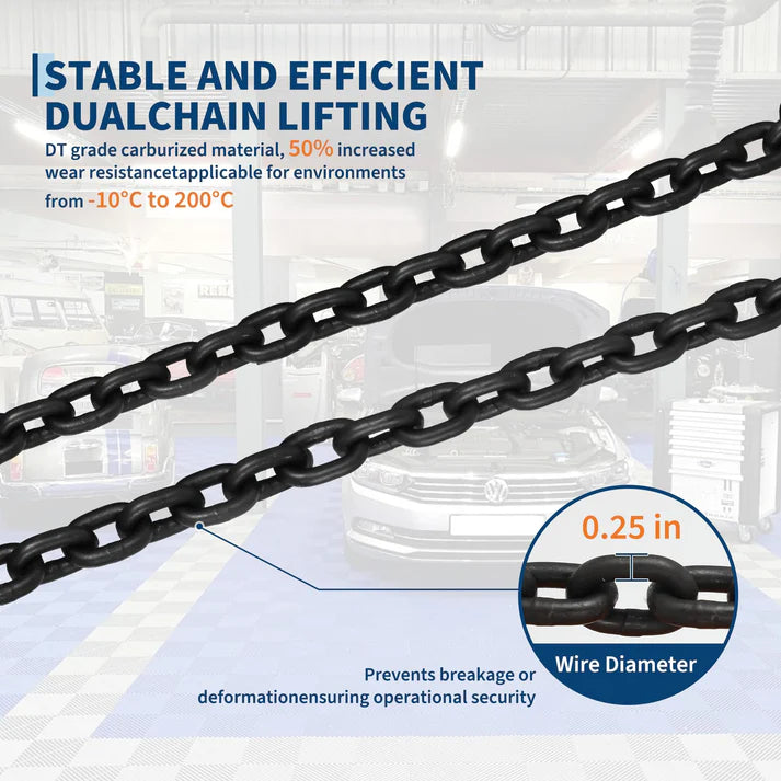 Garvee Powerful Electric Chain Hoist - 2200 lbs Capacity, 15ft Lift Height, 110V Single Phase, Grade 100 Double Chain, 360° Rotatable Hooks, Wired Remote - Ideal for Garage, Shop, Home - 0.5T Line Control, Add Sling, 15ft Lifting Height