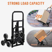 Garvee 330 LBS Stair Climbing Dolly with 10 Wheels, Folding Design, Telescoping Handle, Heavy-Duty Steel, Easy Use, Office & Warehouse Moving