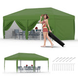 Garvee 10x20 Pop Up Canopy Tent Outdoor Waterproof UV Protection Heavy Duty Metal Frame Foldable with Carry Bag for Camping Events - Green