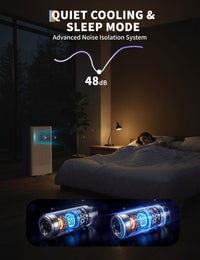 Garvee 8000 BTU Portable Air Conditioner with Cooling, Dehumidifier, Fan 3-IN-1 Indoor AC, Sleep Mode, 24H Timer, 2 Wind Speeds, Portable AC with Remote Control for Home Garage Offices
