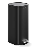 Garvee 30L Stainless Steel Trash Can Soft-Close Lid Odor Control Fingerprint-Resistant Rectangular Kitchen Bin - Black