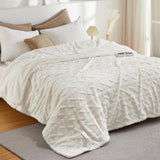 Garvee Electric Blanket Queen Size Dual Control - Thick Tufted Sherpa Heated Blanket with 10 Heat Levels, 10 Time Settings, ETL Certified, Fast Heating Blanket for Cozy Home Use, Off White - Off White