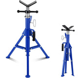 Garvee V Head Pipe Stand 1/8-12" Capacity Adjustable 28-52" Height Carbon Steel Portable Folding 2500lb Load for Welding & Construction - Blue